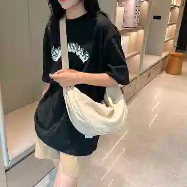 醇龙 大容量休闲简约时尚百搭复古轻便 织物 饺子包腋下包斜挎包 常规 男女同款情侣款 绿色/橘色/深蓝色/浅蓝色/黑色/米白色