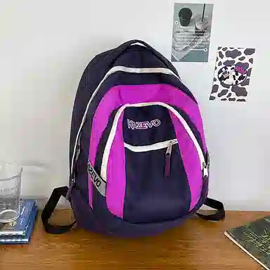 醇龙 学院风街头旅行潮流 尼龙 双肩包 男女同款情侣款 粉色/米白/紫色/黑色