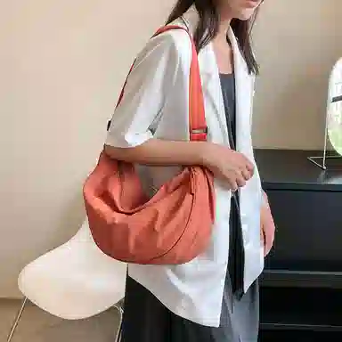 醇龙 大容量休闲简约时尚百搭复古轻便 织物 饺子包腋下包斜挎包 常规 男女同款情侣款 绿色/橘色/深蓝色/浅蓝色/黑色/米白色