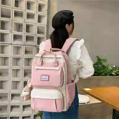 醇龙 初中少女卡通韩版高中学生三到五六年级小学生 尼龙 背包双肩包 常规 女款 绿色/蓝色/紫色/粉色/黑色