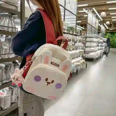 醇龙 幼儿园书包便携童趣宝宝背包卡通可爱小兔子 尼龙 双肩包 儿童款 白色/蓝色/紫色/粉色/黄色