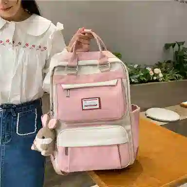 醇龙 初中少女卡通韩版高中学生三到五六年级小学生 尼龙 背包双肩包 常规 女款 绿色/蓝色/紫色/粉色/黑色