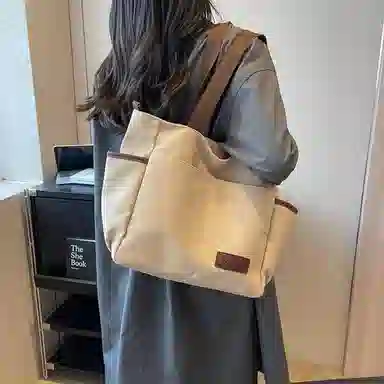 醇龙 撞色多口袋大容量多功能简约 布 单肩斜挎包 女款 多色