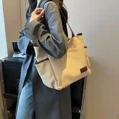 醇龙 撞色多口袋大容量多功能简约 布 单肩斜挎包 女款 多色