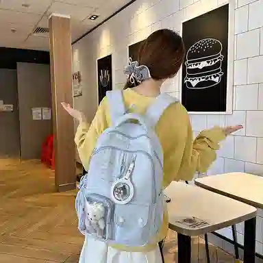 醇龙 高颜值书包简约休闲大容量旅行背包森系娃娃痛包 尼龙 双肩包 男女同款情侣款 多色