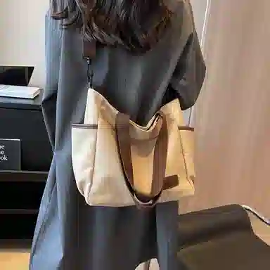 醇龙 撞色多口袋大容量多功能简约 布 单肩斜挎包 女款 多色