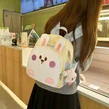 醇龙 幼儿园书包便携童趣宝宝背包卡通可爱小兔子 尼龙 双肩包 儿童款 白色/蓝色/紫色/粉色/黄色