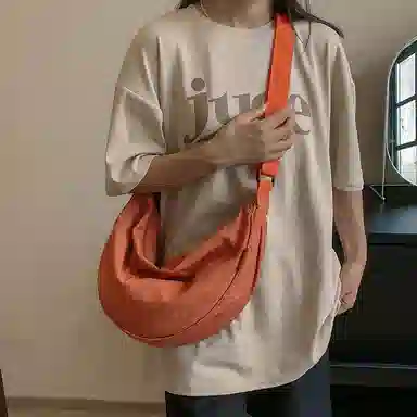 醇龙 大容量休闲简约时尚百搭复古轻便 织物 饺子包腋下包斜挎包 常规 男女同款情侣款 绿色/橘色/深蓝色/浅蓝色/黑色/米白色