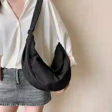 醇龙 大容量休闲简约时尚百搭复古轻便 织物 饺子包腋下包斜挎包 常规 男女同款情侣款 绿色/橘色/深蓝色/浅蓝色/黑色/米白色