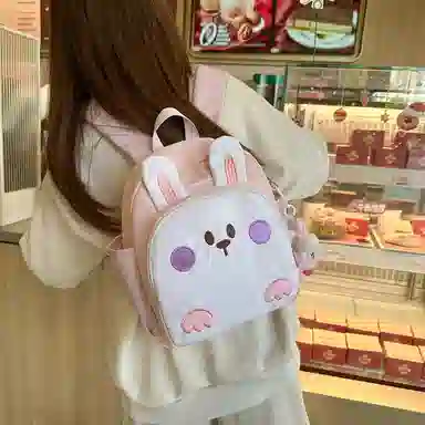 醇龙 幼儿园书包便携童趣宝宝背包卡通可爱小兔子 尼龙 双肩包 儿童款 白色/蓝色/紫色/粉色/黄色