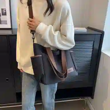 醇龙 撞色多口袋大容量多功能简约 布 单肩斜挎包 女款 多色