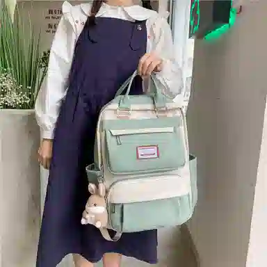 醇龙 初中少女卡通韩版高中学生三到五六年级小学生 尼龙 背包双肩包 常规 女款 绿色/蓝色/紫色/粉色/黑色