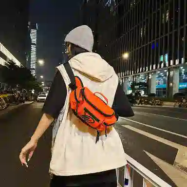 醇龙 时尚休闲日常 牛津纺 胸包 常规 男女同款情侣款 纯黑色/黑桔色/黑白色/桔色/绿色