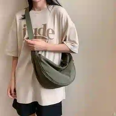 醇龙 大容量休闲简约时尚百搭复古轻便 织物 饺子包腋下包斜挎包 常规 男女同款情侣款 绿色/橘色/深蓝色/浅蓝色/黑色/米白色