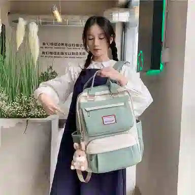 醇龙 初中少女卡通韩版高中学生三到五六年级小学生 尼龙 背包双肩包 常规 女款 绿色/蓝色/紫色/粉色/黑色