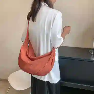 醇龙 大容量休闲简约时尚百搭复古轻便 织物 饺子包腋下包斜挎包 常规 男女同款情侣款 绿色/橘色/深蓝色/浅蓝色/黑色/米白色