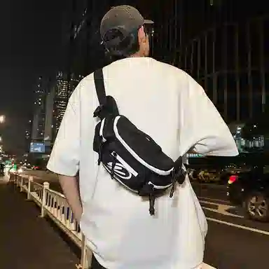 醇龙 时尚休闲日常 牛津纺 胸包 常规 男女同款情侣款 纯黑色/黑桔色/黑白色/桔色/绿色