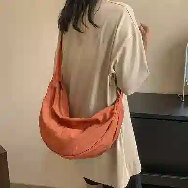 醇龙 大容量休闲简约时尚百搭复古轻便 织物 饺子包腋下包斜挎包 常规 男女同款情侣款 绿色/橘色/深蓝色/浅蓝色/黑色/米白色