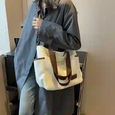 醇龙 撞色多口袋大容量多功能简约 布 单肩斜挎包 女款 多色