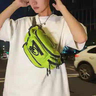 醇龙 时尚休闲日常 牛津纺 胸包 常规 男女同款情侣款 纯黑色/黑桔色/黑白色/桔色/绿色