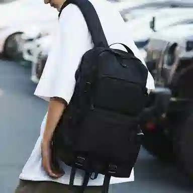 醇龙 日系潮流机能大容量中学生潮牌休闲 尼龙 双肩包 常规 男款 黑色