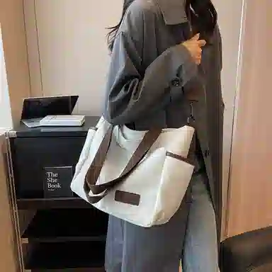 醇龙 撞色多口袋大容量多功能简约 布 单肩斜挎包 女款 多色