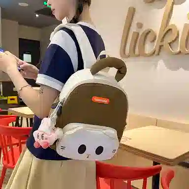 醇龙 卡通可爱 尼龙 双肩包 常规 男女同款情侣款 黑色，黄色，棕色，蓝色，紫色