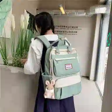 醇龙 初中少女卡通韩版高中学生三到五六年级小学生 尼龙 背包双肩包 常规 女款 绿色/蓝色/紫色/粉色/黑色
