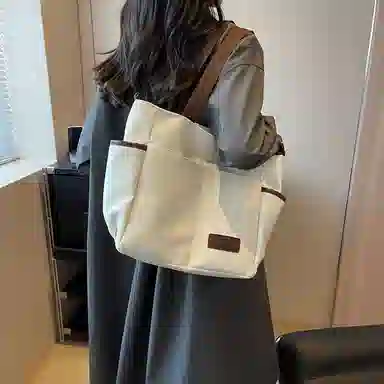 醇龙 撞色多口袋大容量多功能简约 布 单肩斜挎包 女款 多色