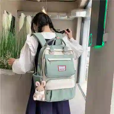 醇龙 初中少女卡通韩版高中学生三到五六年级小学生 尼龙 背包双肩包 常规 女款 绿色/蓝色/紫色/粉色/黑色