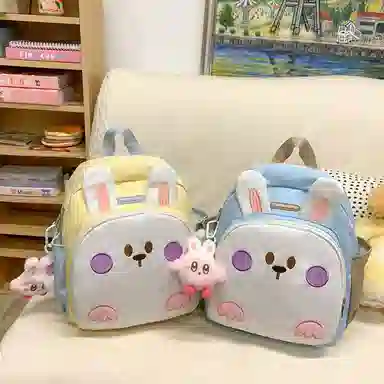醇龙 幼儿园书包便携童趣宝宝背包卡通可爱小兔子 尼龙 双肩包 儿童款 白色/蓝色/紫色/粉色/黄色