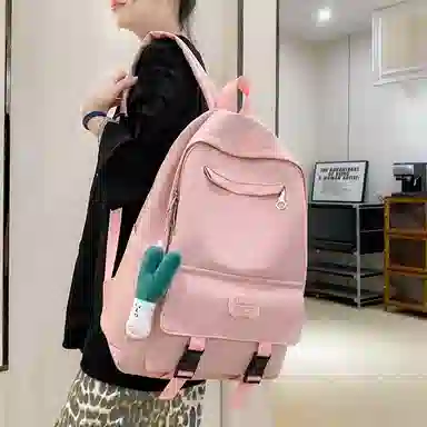 醇龙 可爱书包大容量初中生高中大学生背包简约休闲双肩包尼龙女款多色