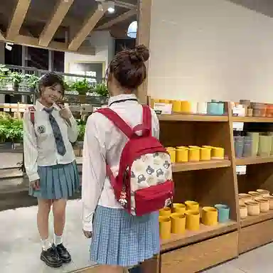 醇龙 小熊卡通校园背包大容量学生书包 尼龙 双肩包 男女同款情侣款 黑色/红色/棕色/粉色/卡其色