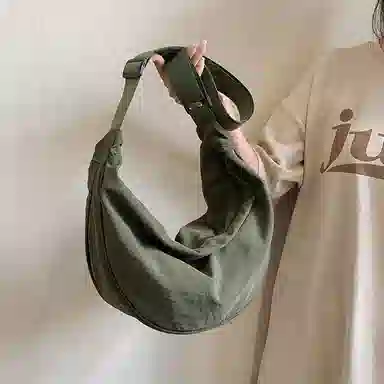 醇龙 大容量休闲简约时尚百搭复古轻便 织物 饺子包腋下包斜挎包 常规 男女同款情侣款 绿色/橘色/深蓝色/浅蓝色/黑色/米白色