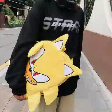 醇龙 卡通初高中大学生高颜值可爱小众设计感轻便 毛绒 书包双肩包 常规 男女同款情侣款 黑色/蓝色/黄色