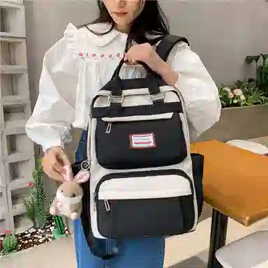 醇龙 初中少女卡通韩版高中学生三到五六年级小学生 尼龙 背包双肩包 常规 女款 绿色/蓝色/紫色/粉色/黑色