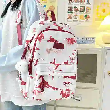 醇龙 简约百搭时尚 尼龙 双肩包 男女同款情侣款 粉色/红色/黑色/灰色/绿色