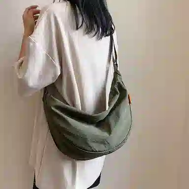 醇龙 大容量休闲简约时尚百搭复古轻便 织物 饺子包腋下包斜挎包 常规 男女同款情侣款 绿色/橘色/深蓝色/浅蓝色/黑色/米白色