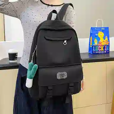 醇龙 可爱书包大容量初中生高中大学生背包简约休闲双肩包尼龙女款多色