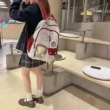 醇龙 高颜值书包简约休闲大容量旅行背包森系娃娃痛包 尼龙 双肩包 男女同款情侣款 多色