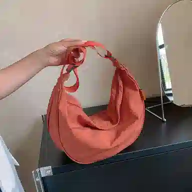 醇龙 大容量休闲简约时尚百搭复古轻便 织物 饺子包腋下包斜挎包 常规 男女同款情侣款 绿色/橘色/深蓝色/浅蓝色/黑色/米白色