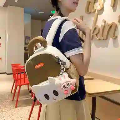 醇龙 卡通可爱 尼龙 双肩包 常规 男女同款情侣款 黑色，黄色，棕色，蓝色，紫色