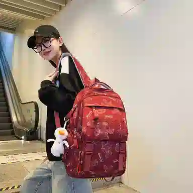 醇龙 书包初中生高颜值时尚潮流大学生背包高中生尼龙男女同款双肩包多色