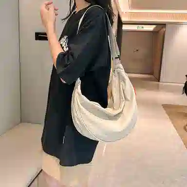 醇龙 大容量休闲简约时尚百搭复古轻便 织物 饺子包腋下包斜挎包 常规 男女同款情侣款 绿色/橘色/深蓝色/浅蓝色/黑色/米白色