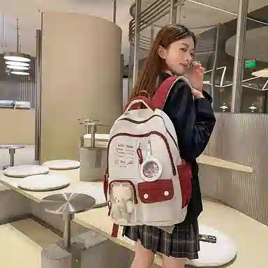 醇龙 高颜值书包简约休闲大容量旅行背包森系娃娃痛包 尼龙 双肩包 男女同款情侣款 多色