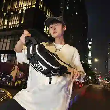 醇龙 时尚休闲日常 牛津纺 胸包 常规 男女同款情侣款 纯黑色/黑桔色/黑白色/桔色/绿色