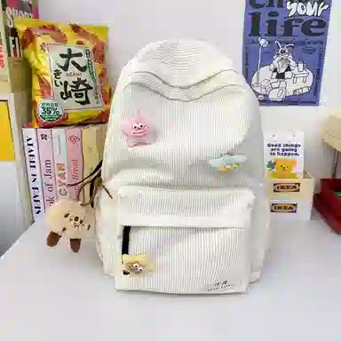 醇龙 简约百搭学院风 灯芯绒 书包背包双肩包 女款 多色