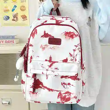 醇龙 简约百搭时尚 尼龙 双肩包 男女同款情侣款 粉色/红色/黑色/灰色/绿色