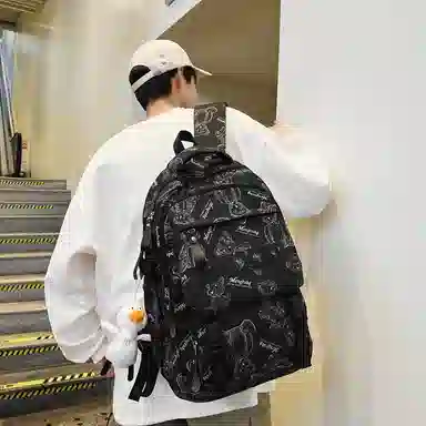 醇龙 书包初中生高颜值时尚潮流大学生背包高中生尼龙男女同款双肩包多色