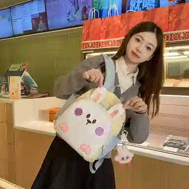 醇龙 幼儿园书包便携童趣宝宝背包卡通可爱小兔子 尼龙 双肩包 儿童款 白色/蓝色/紫色/粉色/黄色